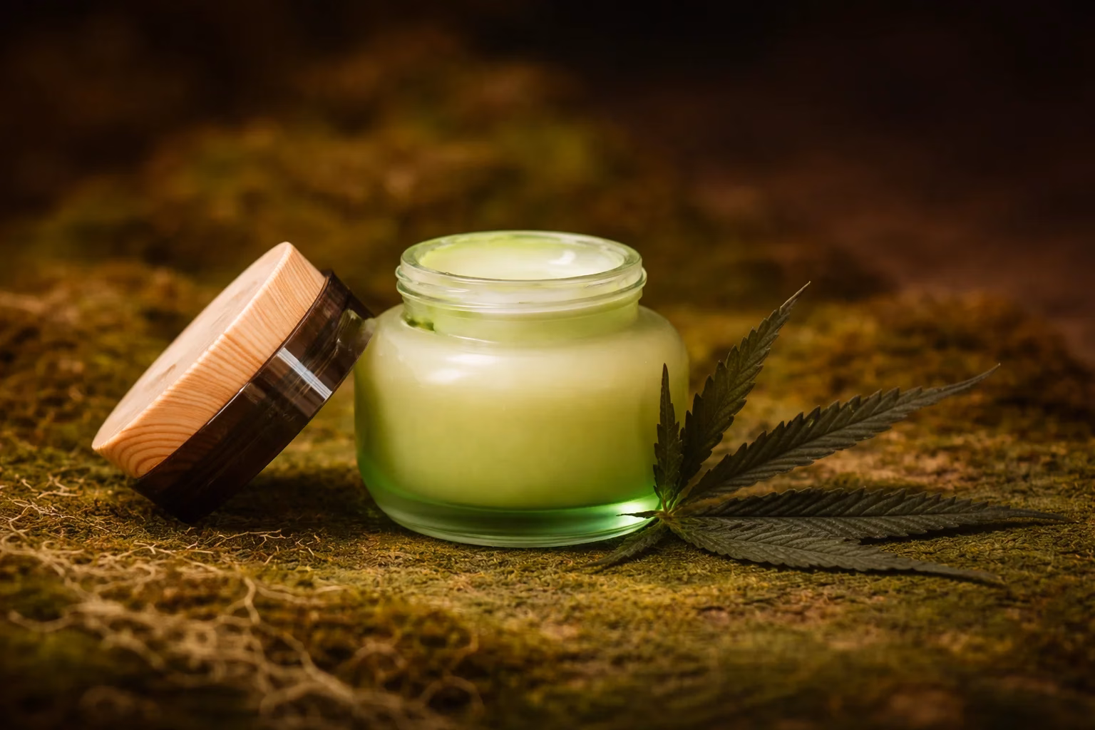 Customer browsing topical cannabis products displayed on shelves at Fire & Oak dispensary